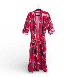 Jungle Safari Animal Print Velvet Kimono Robe Cotton Morning Coat